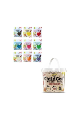 Childgen Doğal Oyun Hamuru 9 Lu - Doğarl Kinetik Kum 1 Kg Naturel Çok Renkli
