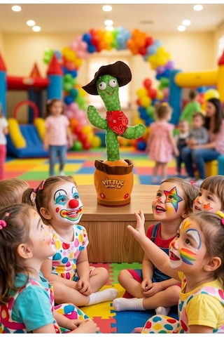 Konuşan Dans Eden Kaktüs Şarjlı Müzikli Işıklı Peluş Oyuncak Ses Tekrarlayan Kaktüs Çok Renkli