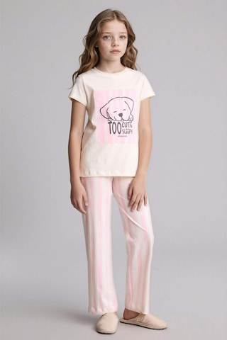 Defacto Regular Fıt 2li Pijama Takımı Kız Çocuk H0153a826sper233 Ekru-er233