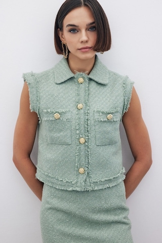 Sateen Simli Tüvit Yelek - Mint-135293 Mint
