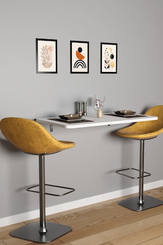 Katlanabilir Duvara Monte Mutfak Masası - 50x90 Cm Yemek Ve Hazırlık Masası Beyaz