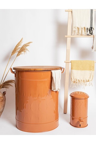 The Mia Prizma Çöp Kovası Banyo Terracota 5 Lt Beyaz