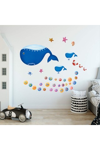 Balina Dünyası İngilizce Alfabe Duvar Çıkartmaları Pvc Kendinden Yapışkanlı Çocuk Odası Anaokulu Dekorasyon Çıkartmaları 60 90cm Şeffaf