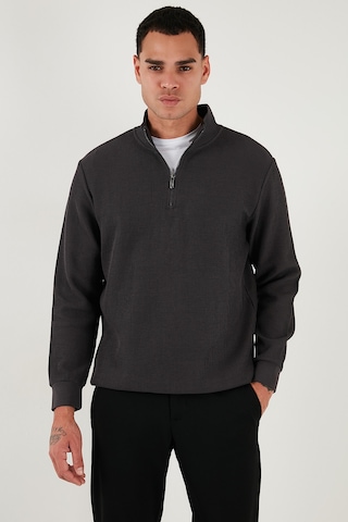 Buratti Pamuklu Regular Fit Yarım Fermuarlı Dik Yaka Erkek Sweat 5905716 Antrasit