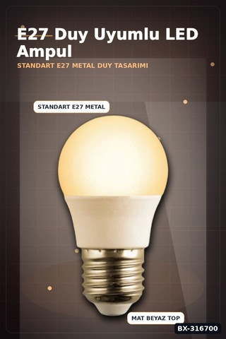 E27 Duy Led Top Ampul 6w 3200k Gün Işığı 540 Lümen Enerji Tasarruflu 1 Adet Bx-316700
