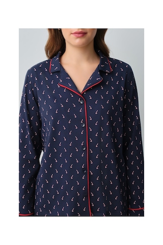 Suwen Candy Pamuklu Gömlek Yaka Pijama Takımı Wsh10510139628 Lacivert