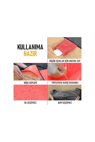 Haegs Cep Yer Örtüsü, Piknik Örtüsü Kamp Matı, Plaj Yer Örtüsü, Su Geçirmez, Kum Tutmaz, Hızlı Kurur, Hafif, Katlanabilir İnce Zemin Örtüsü Outdoor Açık Hava Kamp Yürüyüş Seyahat İçin - El Askılı - 180-150cm - Gri