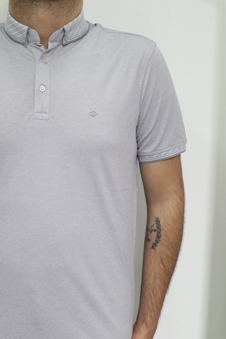 Santa Dmc Tekstil Erkek Düz Spor Kesim Normal Kalıp Polo Yaka T-shirt Gri
