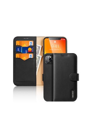 Dux Ducis Apple Uyumlu iPhone 11 Pro 5.8 Kilif Miknatisli Cüzdanli Deri Kilif 129944635 - Renk / Siyah