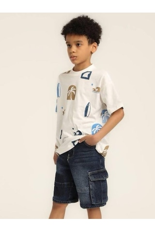 Jack Lions Erkek Çocuk Pamuklu Desenli T-shirt-15643 Ekru