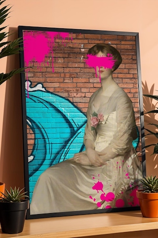 Klasik Portre Graffiti Çerçeveli Tablo Ofis Ve Ev İçin Modern Tasarım Altered Art