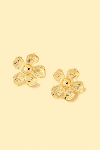 Gold Flower Papatya Küpe Renkli