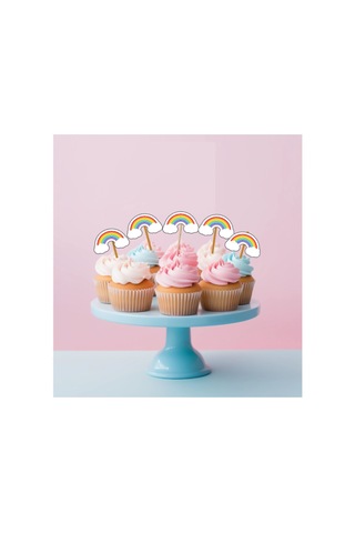 20 Adet Gökkuşağı Renkli Pasta Kürdanı 6cm Cupcake Pasta Süsü Kurabiye Nişan Söz Kokteyl Bride To Be Diğer