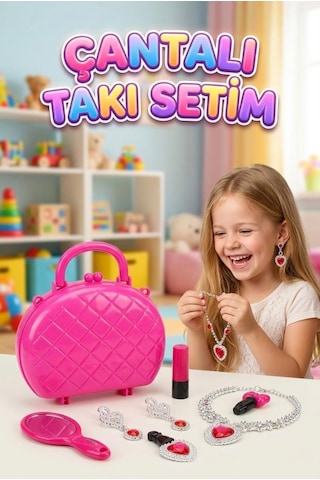 Mira Cocosh Serisi 9 Parça Işıltılı Çocuk Çantalı Takı Ve Güzellik Oyun Seti