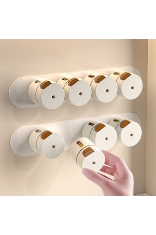 Pazly Yaratıcı Ve Pratik Duvara Monte 6'lı Set Manyetik Baharatlık Krem Krem