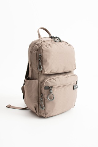 Özer-6032 Sanmorris Unisex Suya Dayanıklı Paraşüt Kumaş 5 Bölmeli Laptop Bölmeli Seyahat Ve Okul Çantası Bej - Kum