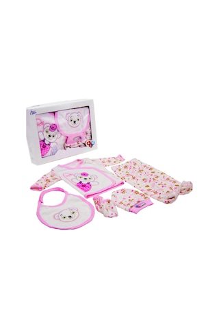 5 Parça Hastane Çıkışı Kız Bebek Giyim Pembe Panda Pembe