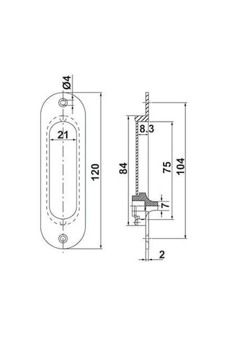 Hafele Oval Pasaj Tipi Gömme Kulp, Antik Bronz Renk