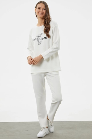 Sementa 76233 Baskılı Sıfır Yaka Oversize Eşofman Takım Ekru