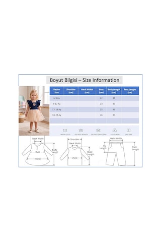 Babymod Ayıcık İşlemeli Tül Etekli Kız Bebek Elbise Kot Jile Somon