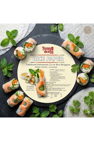 Yuandong Pirinç Yufkası 10 Yaprak 22 Cm, Rice Paper Glutensiz