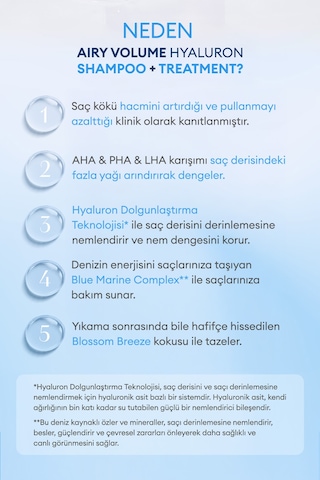 Arındıran, Nemlendiren, Hacim Veren Saç Bakım Seti Kundal Airy Volume Hyaluron Shampoo + Treatment