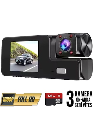 Wolfstar Mr-15 3 Kameralı Led Ekranlı Gece Görüşlü G-sensör Araç İçi Ve Arka Kamera
