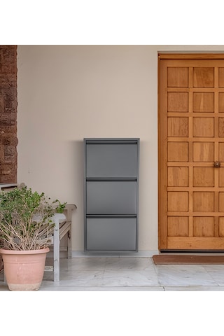 Kaser Metal 3'lü Metal Ayakkabılık Antrasit