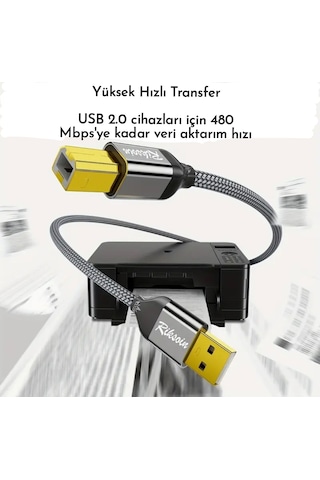 Riksoin 3-metre Usb-a To Usb-b 2.0 Yazıcı Kablosu Ce Lisanslı