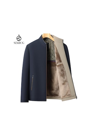 Polar Astarlı Ve Kalınlaştırılmış Kapitone Dik Yakalı Erkek Ceketi Lacivert