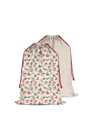 Büyük Noel Baba Hediye Çantası, Pamuklu Kordonlu, Yeniden Kullanılabilir Noel Baba Noel Süs Eşyası