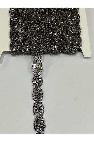 Ütü İle Yapışan Kristal Taşlı Örgü Model Şerit / 1 Metre / H21 - Siyah