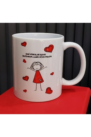 Öğretmenler Günü Hediyesi Kupa Bardak Kız Çocuğu Seni Seviyorum Yazılı