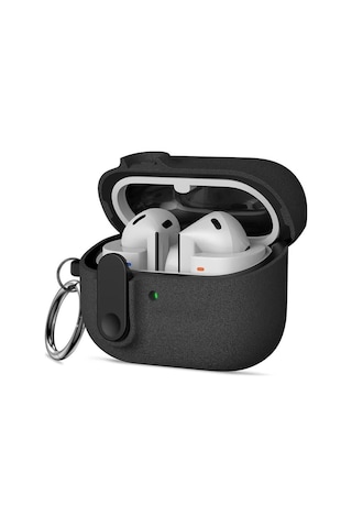 Samsung Galaxy Buds 3 Fe / Buds 3 Pro / Buds 3 İle Uyumlu Kılıf Kilitli Tpu Premium Matte Trip Case Koyu Gri