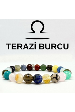 Terazi Burcu Bilekliği 8mm Doğaltaş Bileklik - 18 Cm Çok Renkli