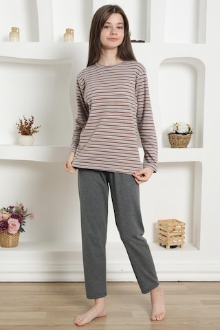 Akbeniz Kız Çocuk Penye Pijama Takım 20424 Füme