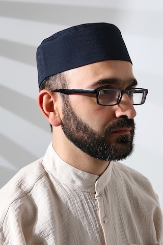 Osmanlı Arma Desenli Kalıp Kumaş Takke Lacivert Lacivert