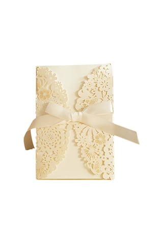 Mufunye 10 Adet İçi Boş Düğün Davetiye Kartları Zarflı Fiyonk Düğün Gelin Duşu Nişan Tebrik Kartı Y