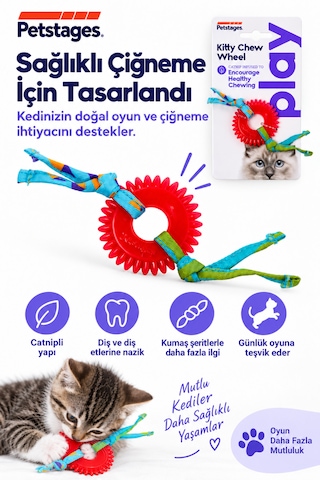 Petstages Kitty Chew Wheel Kedi Çiğneme Oyuncağı - Dayanıklı Ve Güvenli