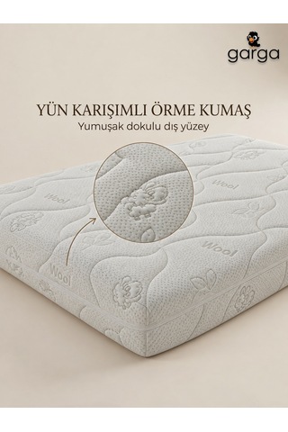Garga Premium 10 CM Çocuk Yatağı Bebek Yatağı - Yünlü Ortopedik Park Yatak, Beşik & Anne Yanı Uyumlu 55 x 110