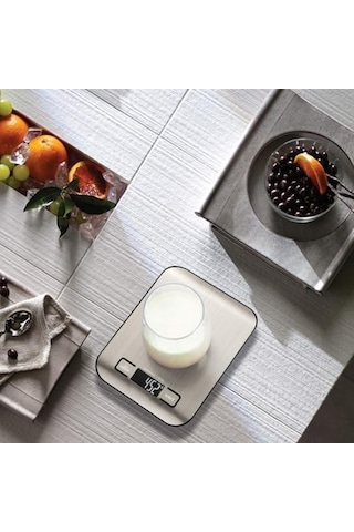 Dijital Mutfak Terazisi 5000 G / 1 G Hassasiyetli Paslanmaz Çelik Tartı, Lcd Ekranlı, Akıllı Otomatik Kapanma Özelliği, Gram, Ons Ve Mililitre Ölçer Açık Bej