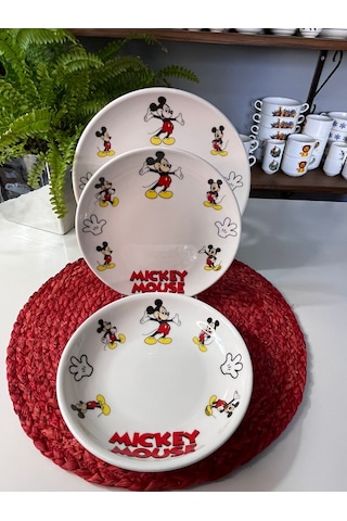 6 Parça Mickey Mouse Model Çocuk Bebek Yemek Takımı Beslenme Seti Çok Renkli