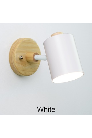 Leezsing Ahşap Tabanlı Gu10 Duvar Lambası - Pratik Açma/kapama Düğmeli, Beyaz Beyaz