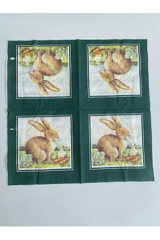 Herlitz Decor Tavşan Desenli Kağıt Peçete 20li 33x33cm Yeşil