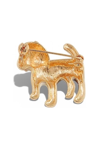 Beagle Köpek Broş 4 Cm Mineli Gold Renk Renkli