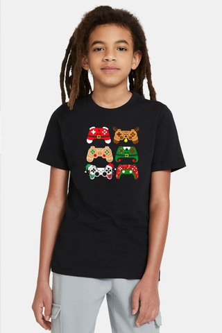 Video Game Controller Christmas Siyah Çocuk Tshirt SIYAH