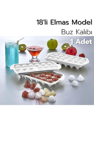 18'li Elmas Model Buz Kalıbı Elmas Buzluk - 1 Adet Çok Renkli
