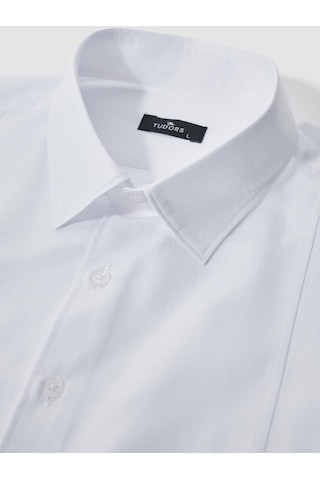 Tudors Slim Fit Uzun Kollu Dar Kesim Pamuklu Önden Kulplu Düz 4 Mevsim Beyaz Erkek Gömlek-31319-beyaz Beyaz