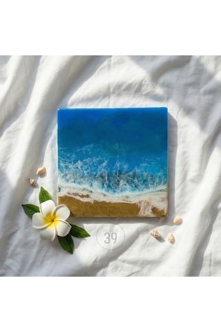 Akdeniz Esintili Epoksi Okyanus Duvar Tablosu El Yapımı Reçine Sanatı 25x25 Cm / 30x30 Cm 1 Adet