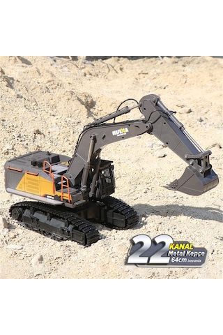 HUINA 1/14 Yüksek Kalite 22 Kanal RC Model Metal Kepçeli Ekskavatör Kazıcı Uzaktan Kumandali Çok Fonksiyonlu İş Makinası - 2.4G Sesli & Işıklı - 1592